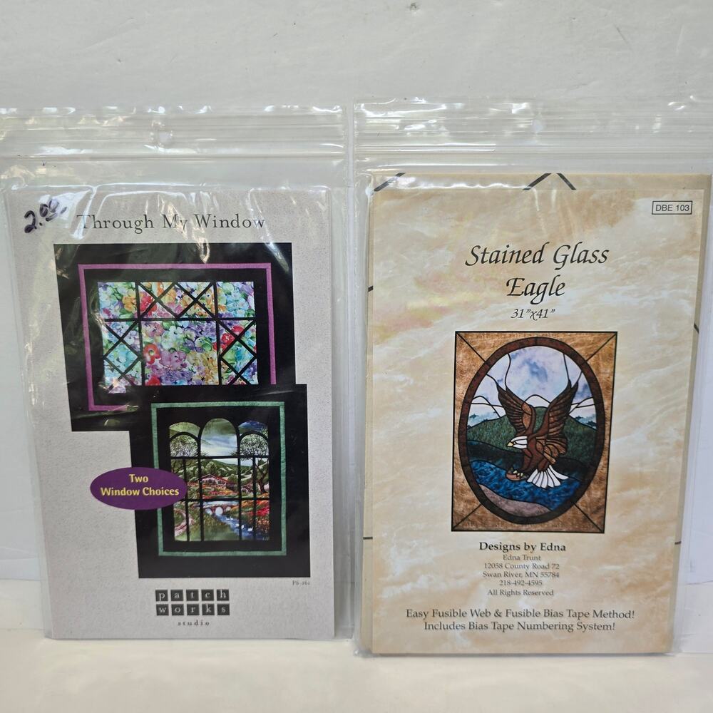 Patch Works Through My Window Designs by Edna Stained Glass Eagle Quilt Patterns